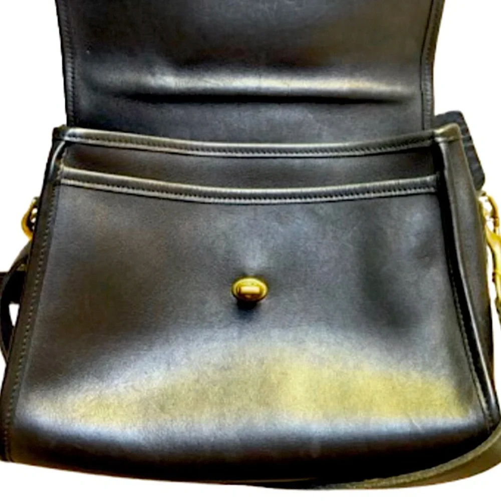 Vintage COACH COURT Black Glove Tanned Turn Lock Crossbody Shoulder Bag 9870 - Picture 16 of 17
